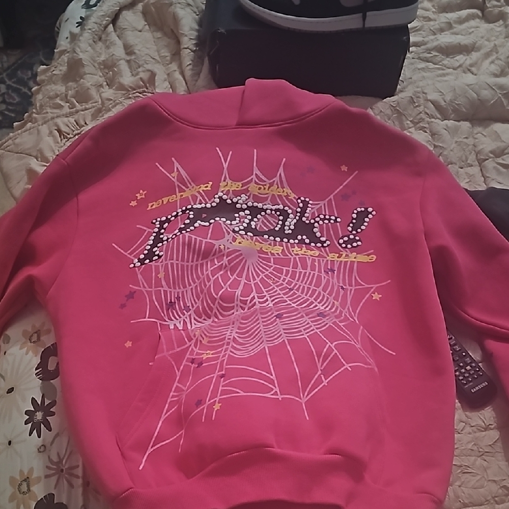 Sp5der pink hoodie